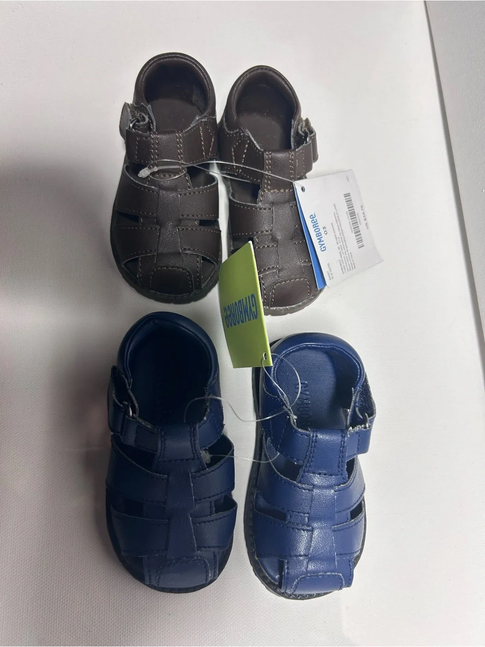 2 Pairs Gymboree Fisherman Navy Blue and Dark Brown Kids Sandals 3T
